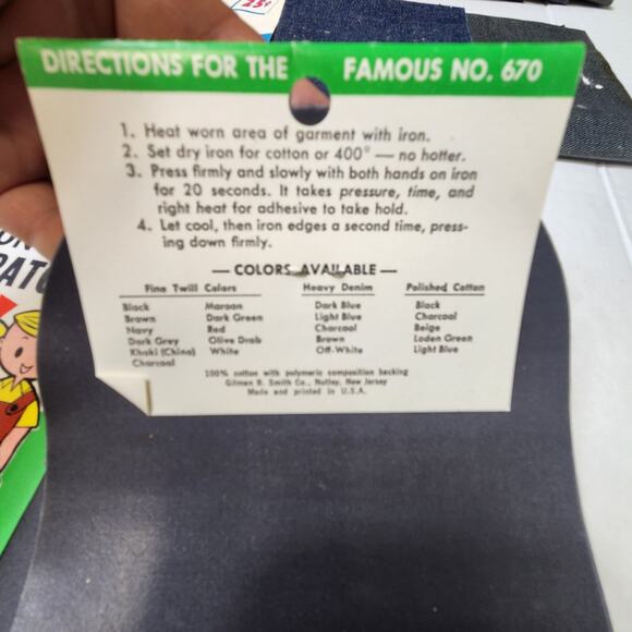 Vintage Iron On Patches Smiths Bondex Plasti-Stitch Jeans Pants Twill Retro - Picture 3 of 7